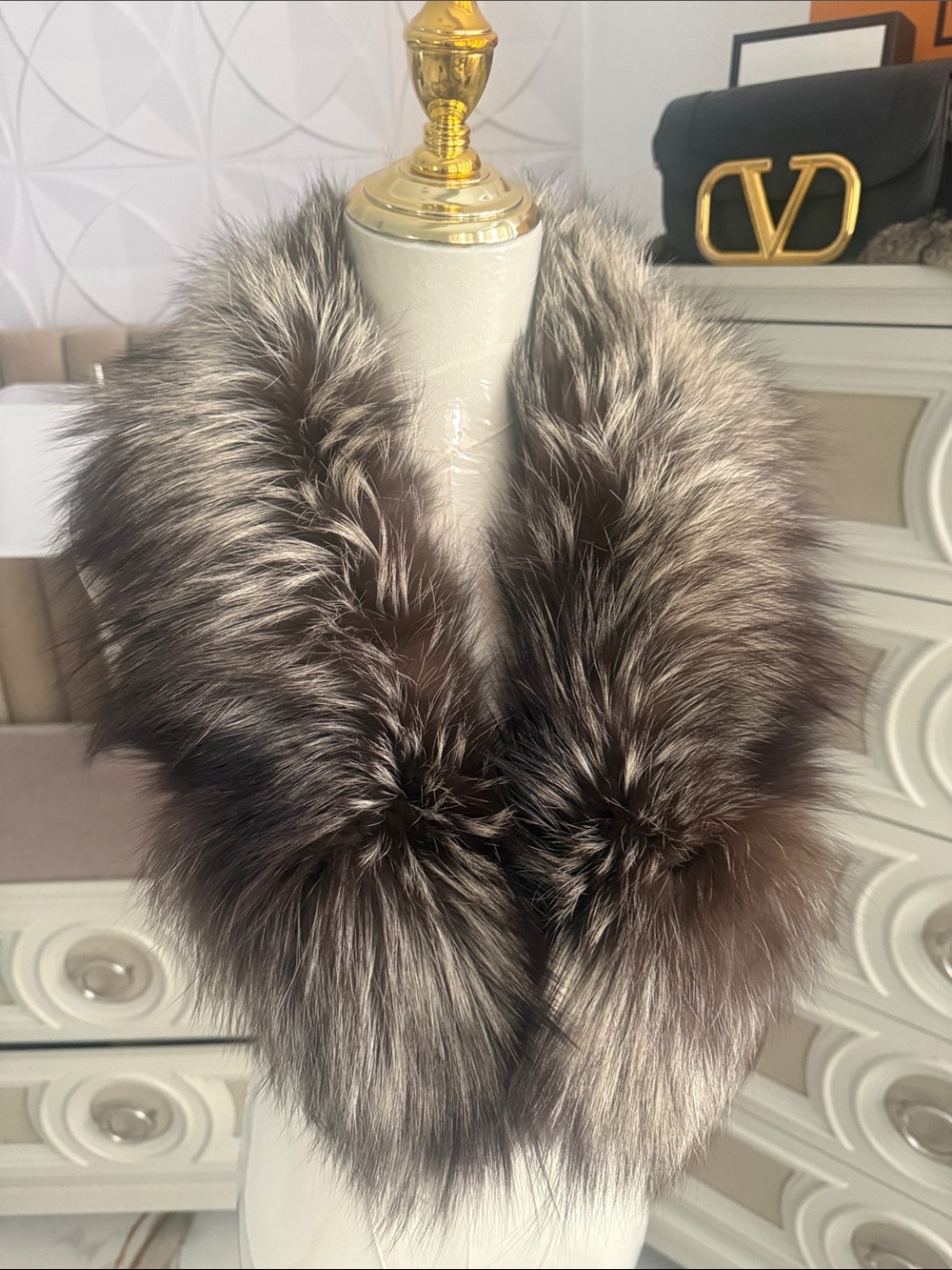 Real Fox fur scarf silver fox